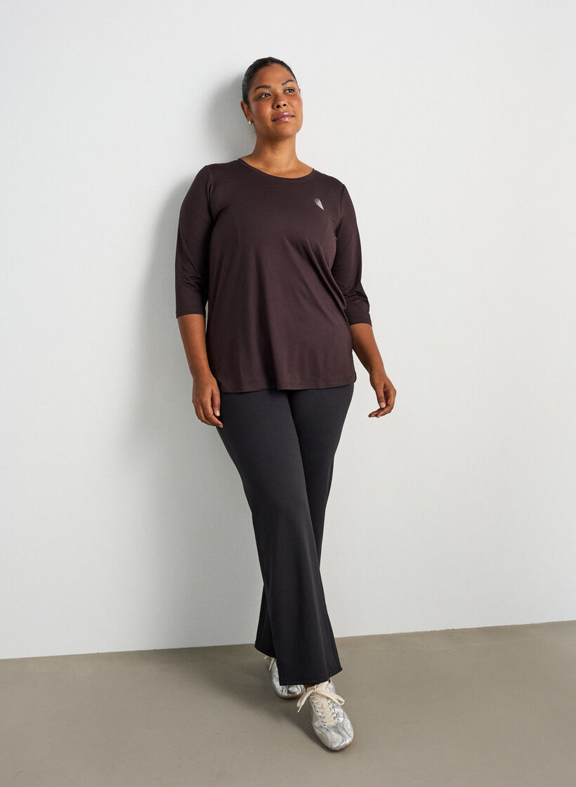Sports top with 3/4 sleeves, Brown, Model image number 1