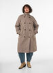 Long wool coat with a high collar and double-breasted design, Brown, Model image number 0