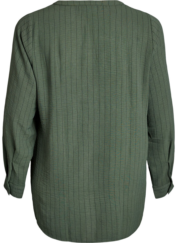 FLASH - Pinstripe shirt blouse, Green, Packshot image number 1