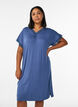 Viscose nightgown with short sleeves and lace trim, Blue, Model image number 0
