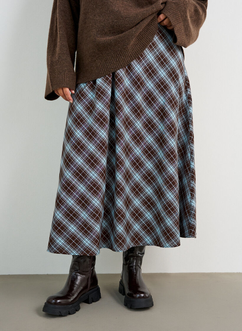 Checked A-line maxi skirt, Light Blue, Model image number 2
