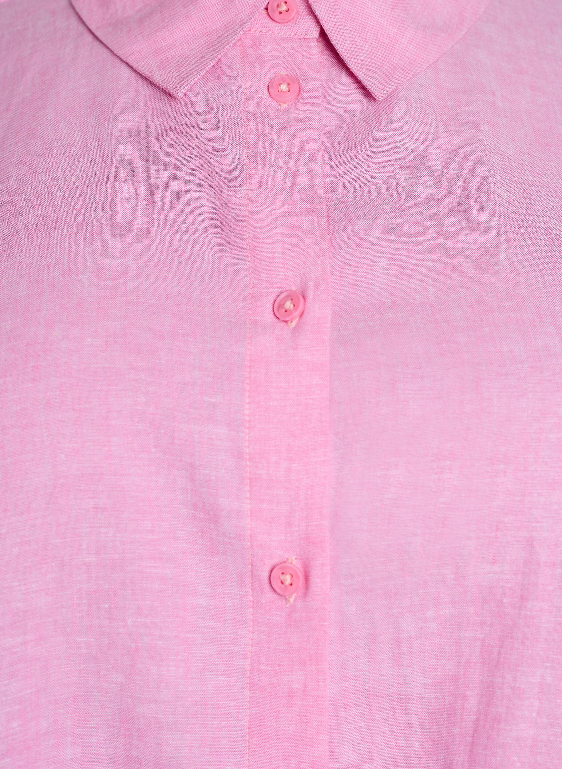 Zizzifashion Short-sleeved shirt in linen and viscose, Pink, Packshot image number 2