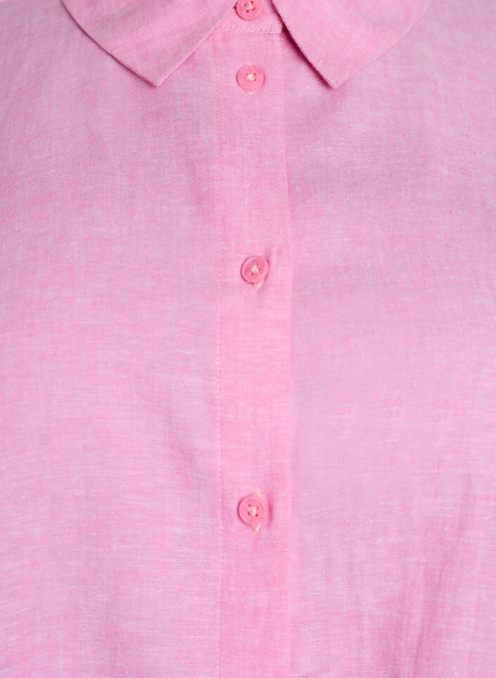 Short-sleeved shirt in linen and viscose, Pink, Packshot image number 2