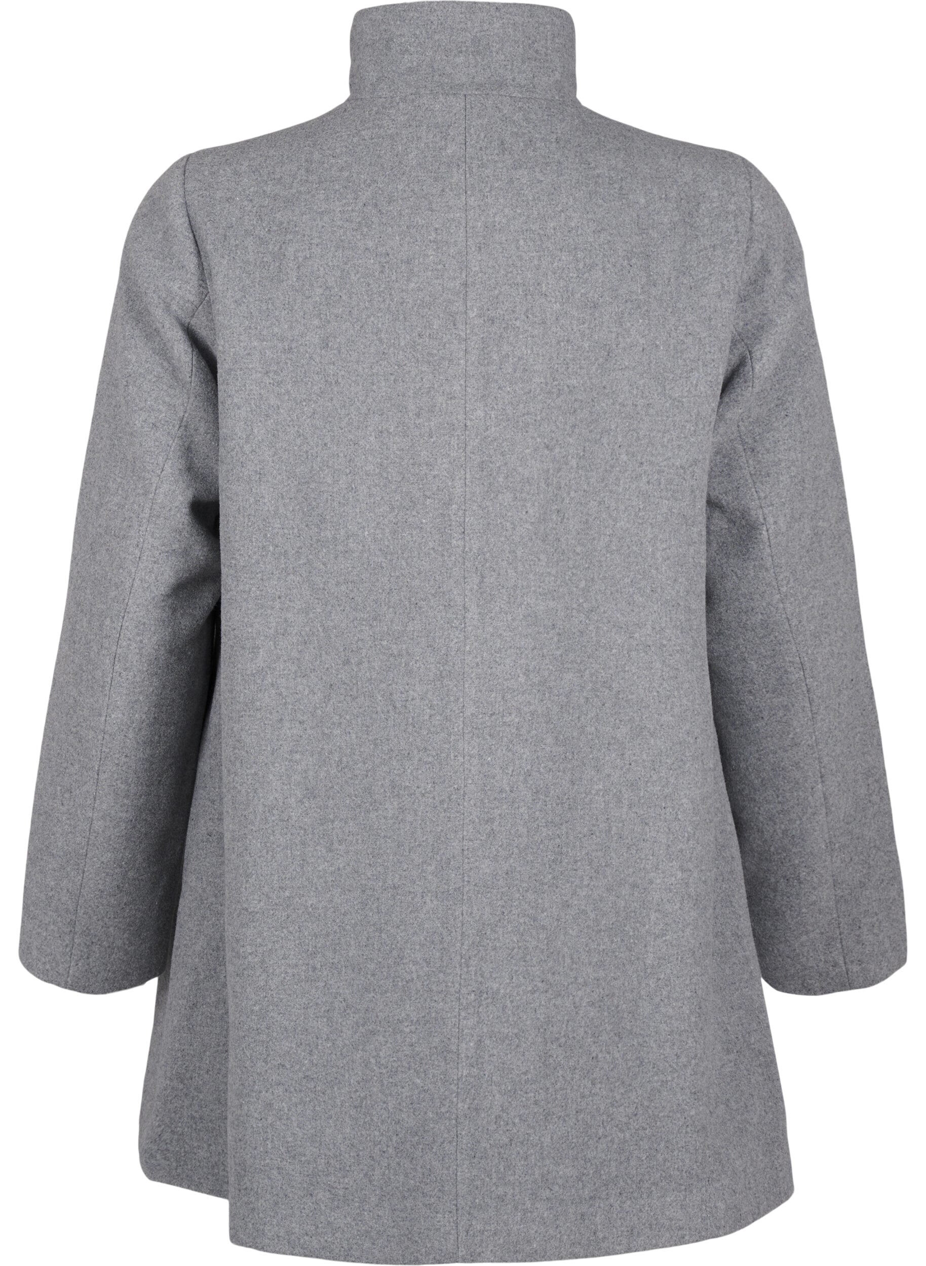 Zizzifashion Short A-line coat, Light Grey Melange, Packshot image number 1