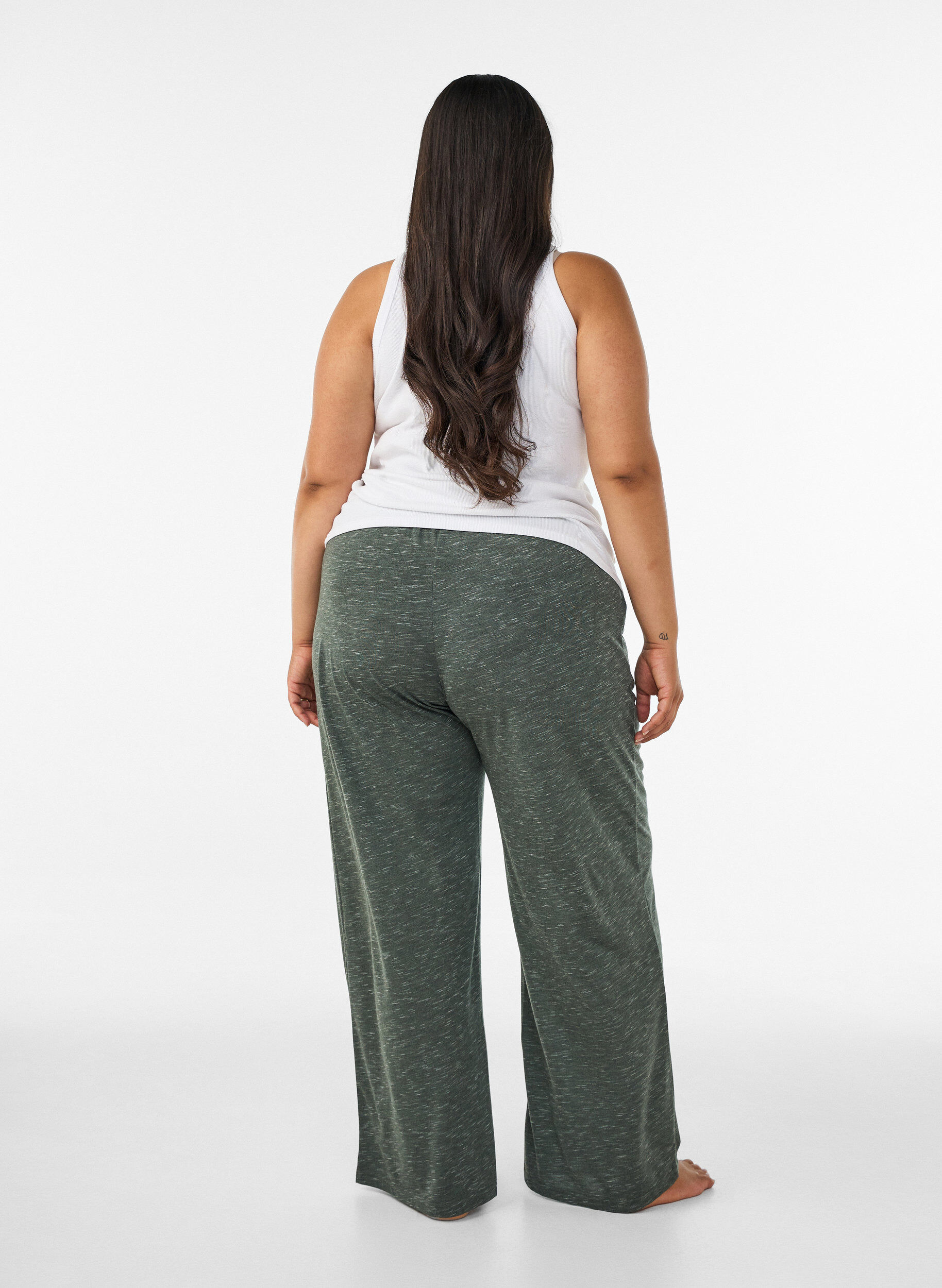 ZizzifashionJersey trousers with wide legs and pockets, Green, Model image number 2