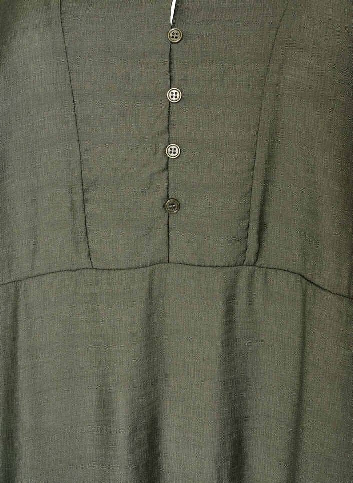 Viscose dress with embroidery and tiered ruffles, Green, Packshot image number 2