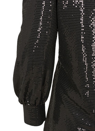 Sequined blouse with 3/4 length sleeves, Black, Packshot image number 2