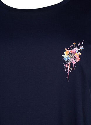 Cotton t-shirt with print on the front, Night Sky FLOWER, Packshot image number 2