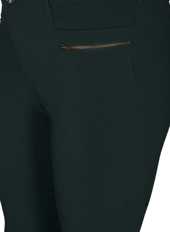 Close-fitting trousers with zipper details, Green, Packshot image number 2