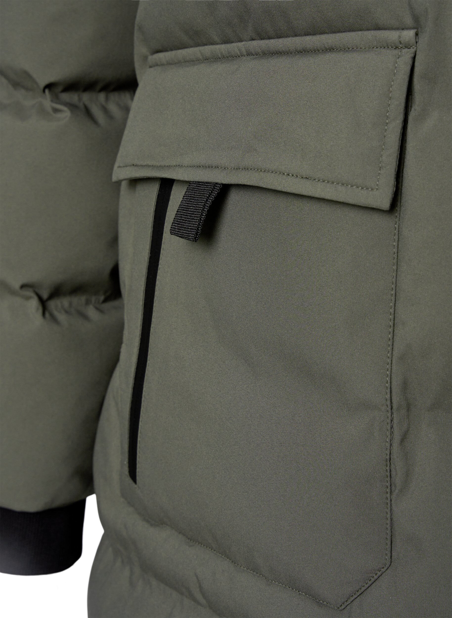 Zizzifashion Puffer coat with hood and pockets, Green, Packshot image number 3