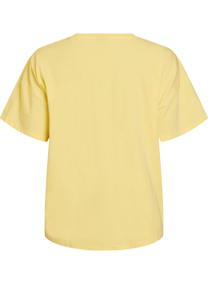 Organic cotton T-shirt with a small front motif, Yellow, Packshot image number 1