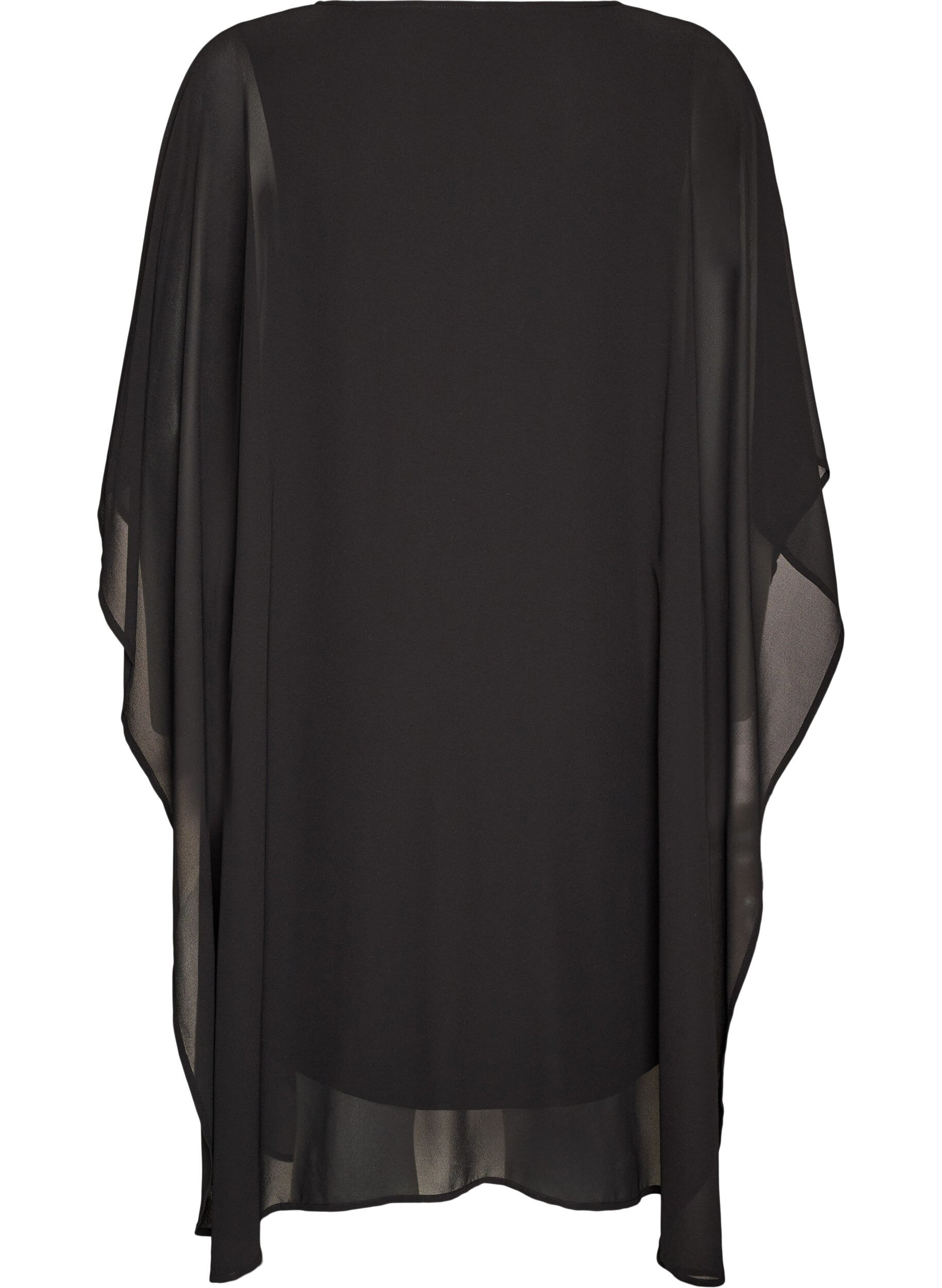 ZizzifashionShort chiffon dress with V-neck, Black, Packshot image number 1