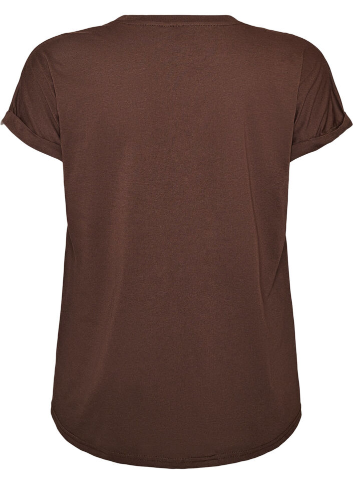 Short sleeved cotton blend t-shirt, Brown, Packshot image number 1