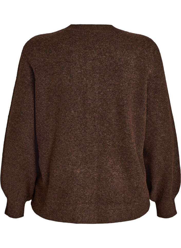 Cardigan in soft knit with gold-coloured buttons, Brown, Packshot image number 1