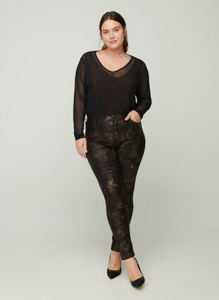 Close-fitting trousers with a snakeskin pattern, Copper Snake, Model image number 2