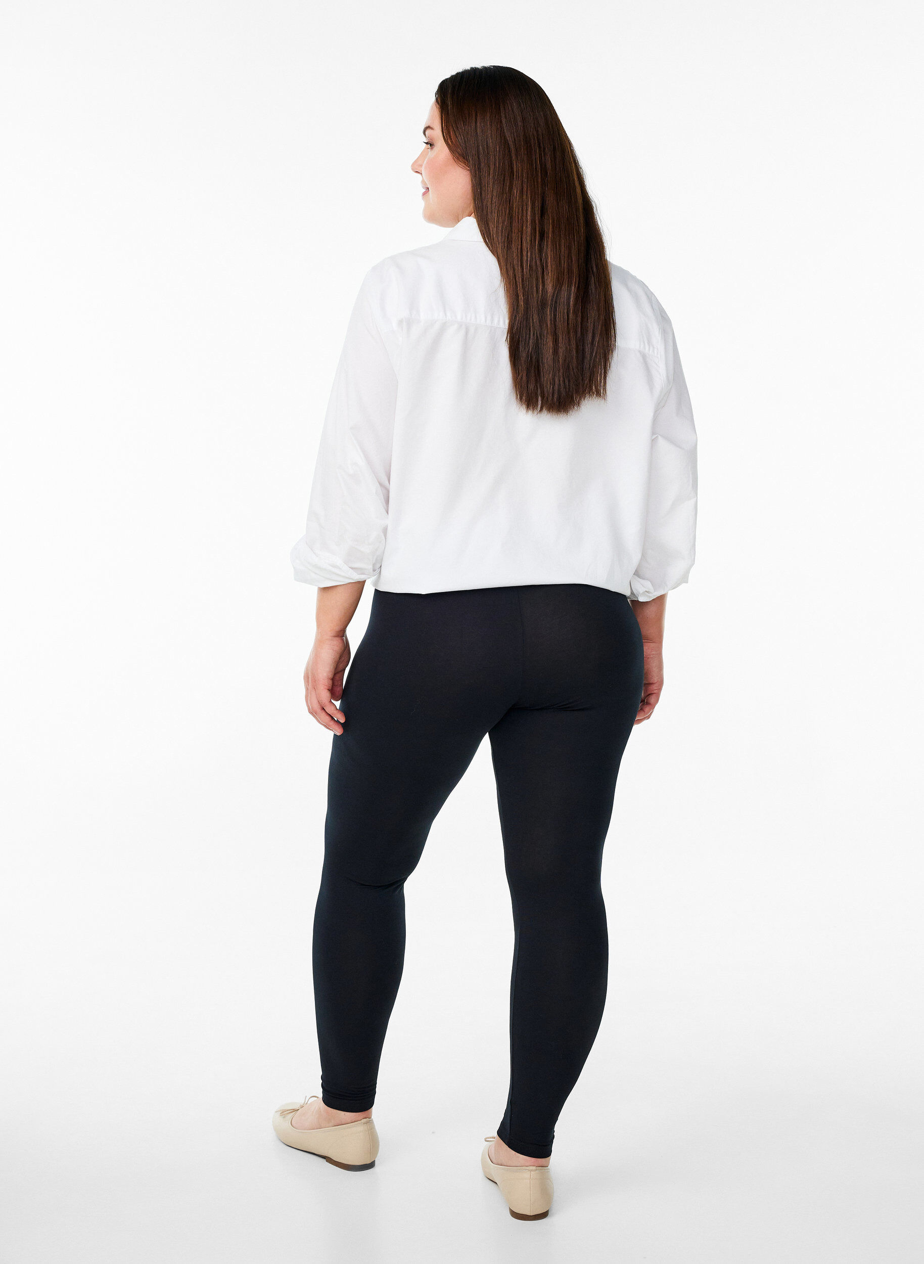 Zizzifashion Basic leggings with extra length, Black, Model image number 2