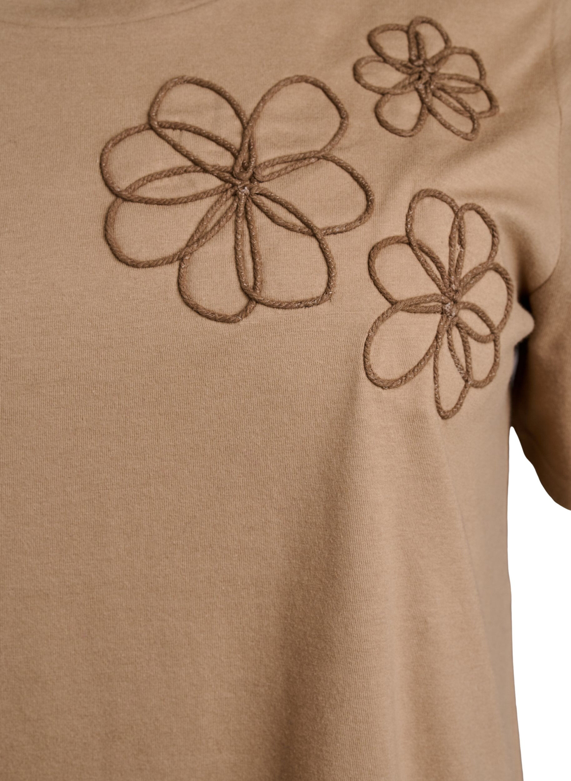Zizzifashion T-shirt with decorative details, Beige, Packshot image number 2