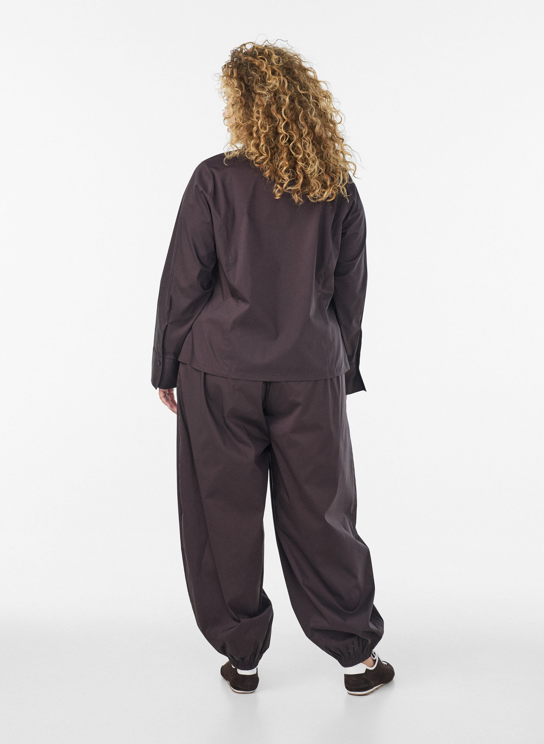 ZizzifashionShort shirt with a two-way zip, Brown, Model image number 2