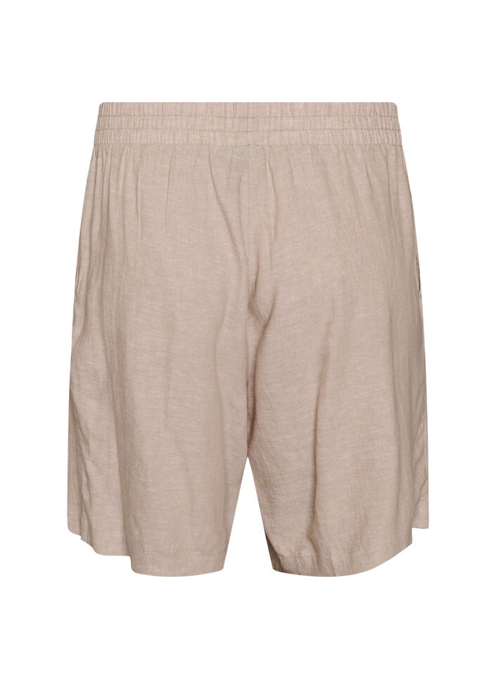 High-waisted linen and viscose shorts, Beige, Packshot image number 1