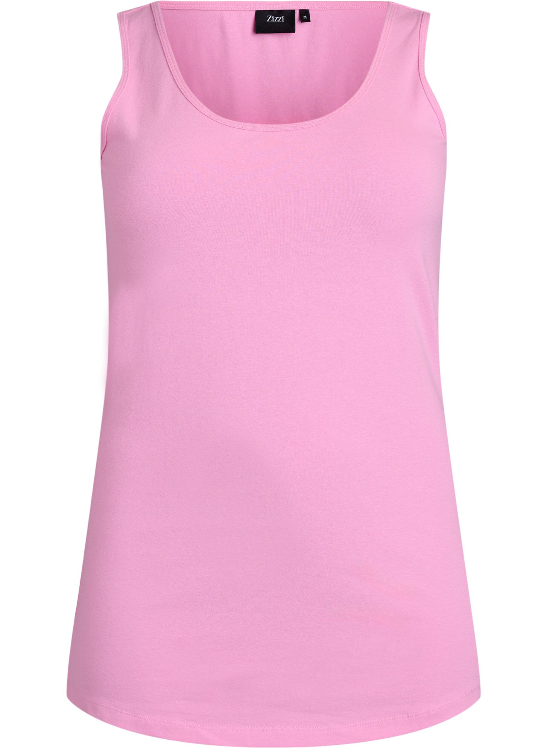 Zizzifashion Solid color basic top in cotton, Pink, Packshot image number 0