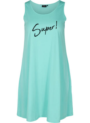 Sleeveless cotton dress in A-line, Aqua Sky SUPER , Packshot image number 0