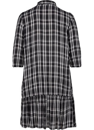 Checked viscose dress with buttons, Black/White CH, Packshot image number 1