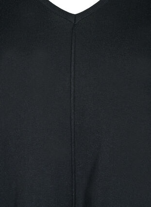 Plain V-neck knitted dress, Black, Packshot image number 2