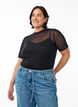 Mesh blouse with short sleeves, Black, Model image number 0