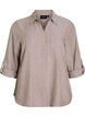 Shirt in linen and viscose with 3/4 sleeves, Brown, Packshot image number 0