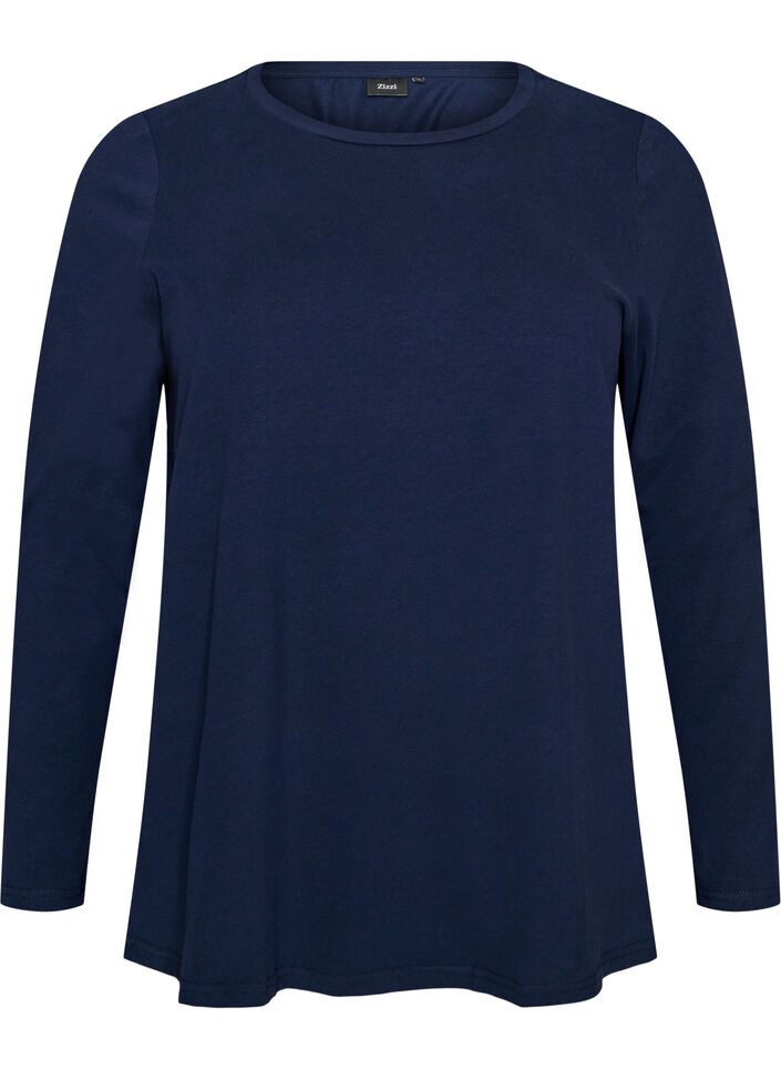 Basic jersey blouse with long sleeves, Blue, Packshot image number 0