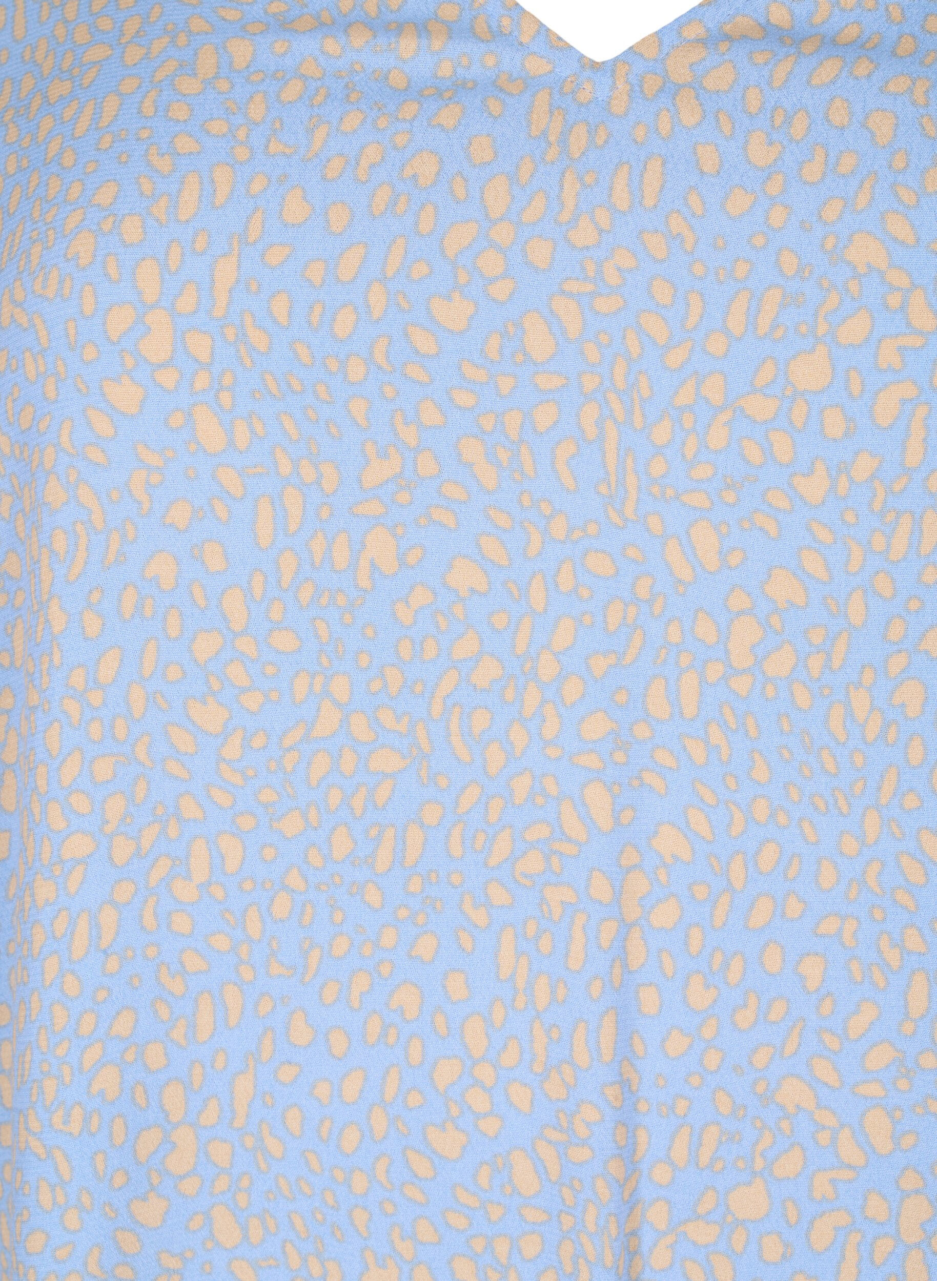 Zizzifashion V-neck blouse in viscose with print, Light Blue, Packshot image number 2