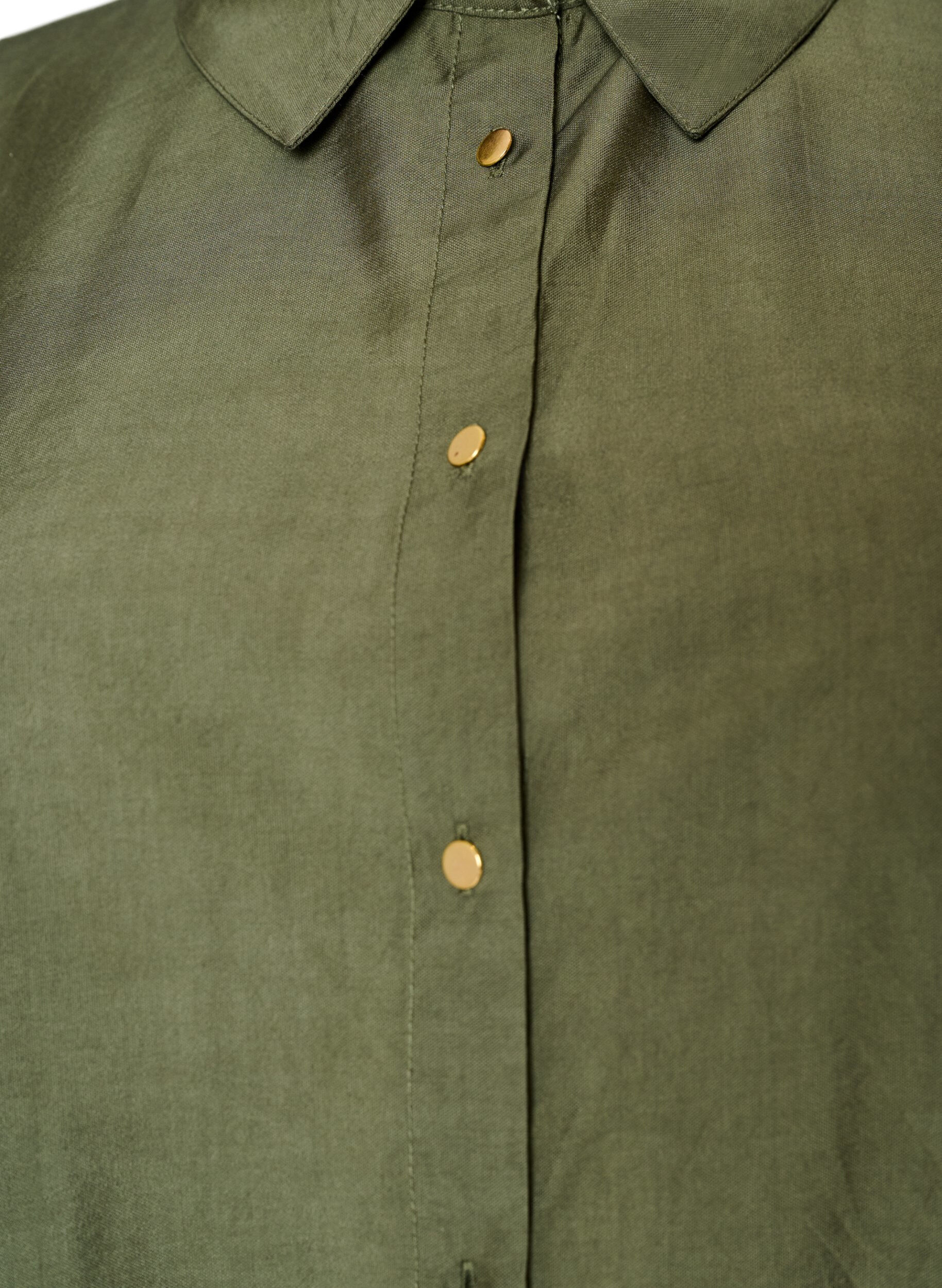 ZizzifashionViscose shirt with golden buttons, Green, Packshot image number 2