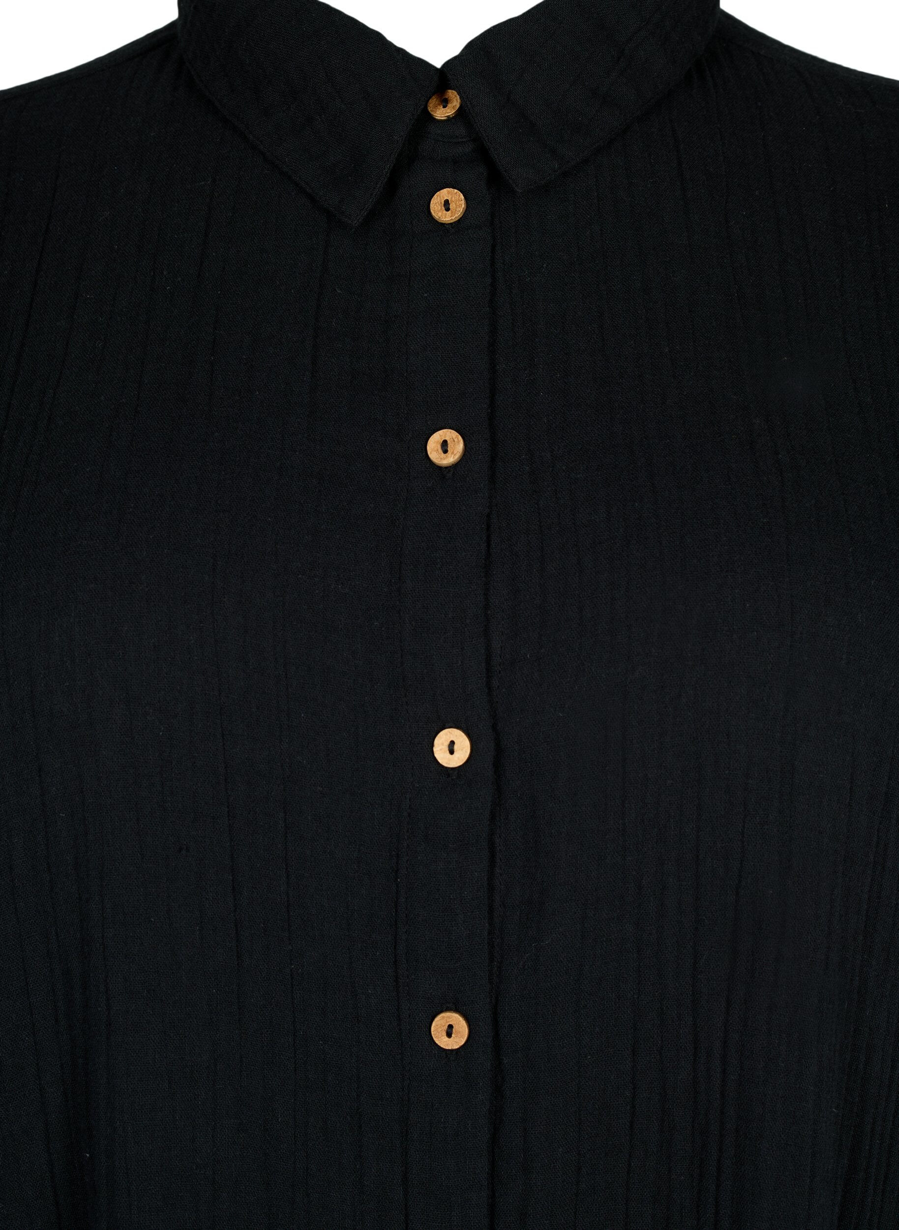 Zizzifashion Short sleeve shirt with buttons, Black, Packshot image number 2