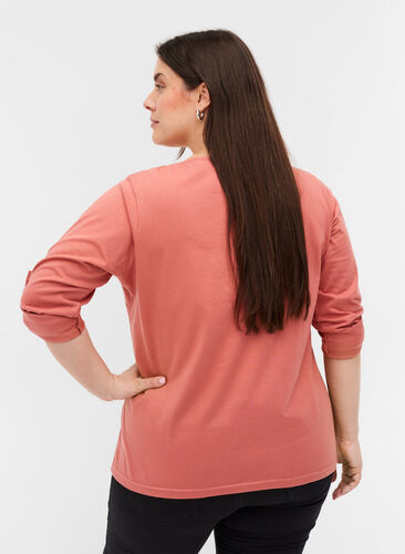 Cotton blouse with a zip detail, Canyon Rose, Model image number 1