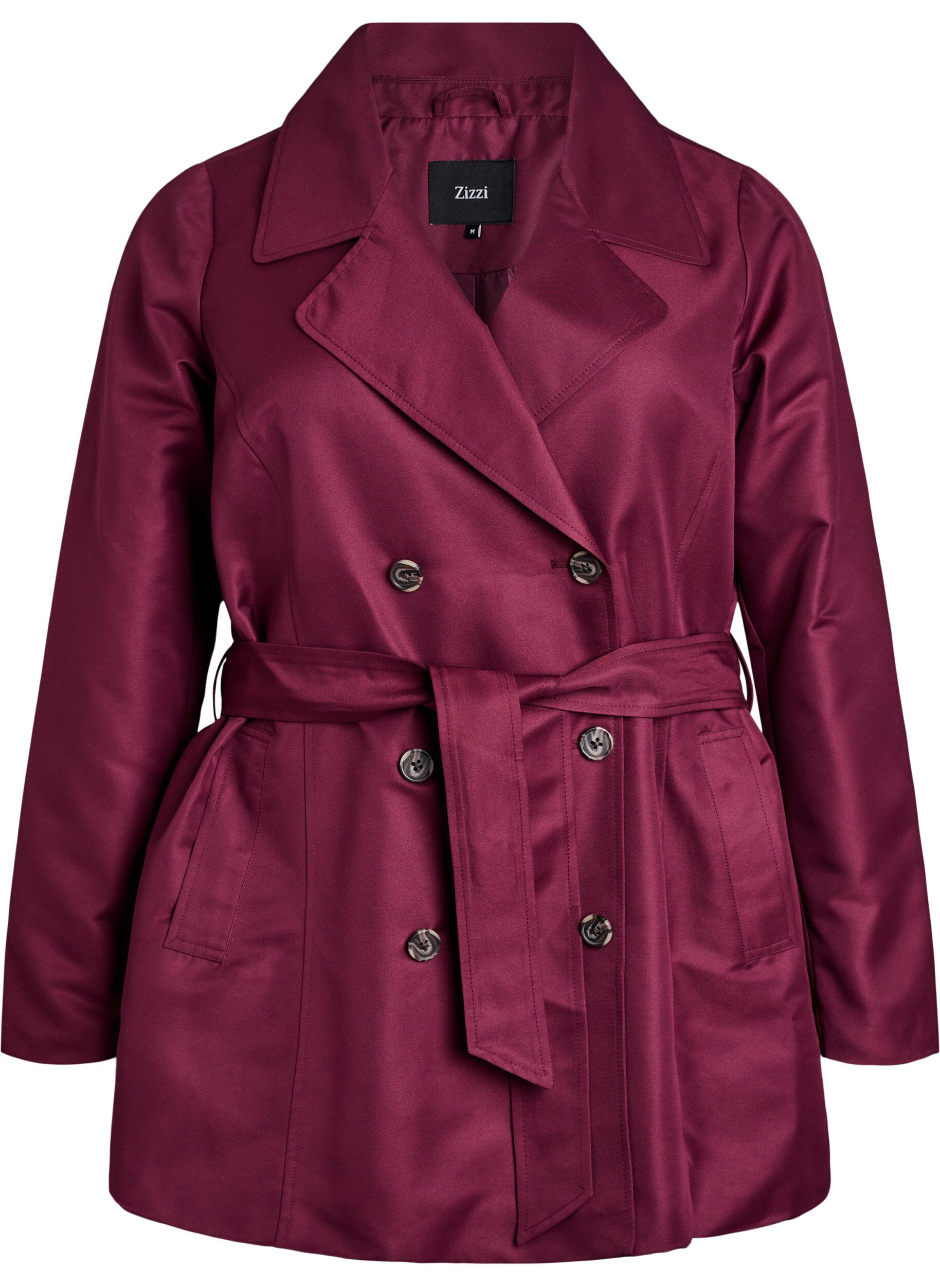 Short trench coat with belt