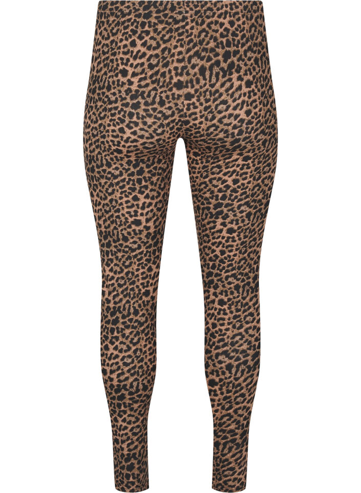 Viscose leggings with leopard print, Black, Packshot image number 1