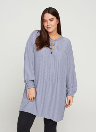 Long-sleeved tunic with tie detail, Silver Bullet, Model image number 0