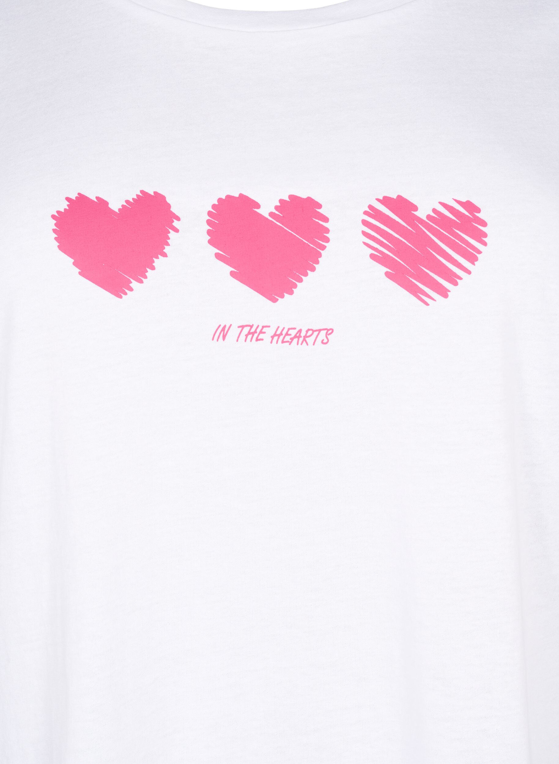 Zizzifashion Crew neck cotton T-shirt with print, B. White W. Hearts, Packshot image number 2