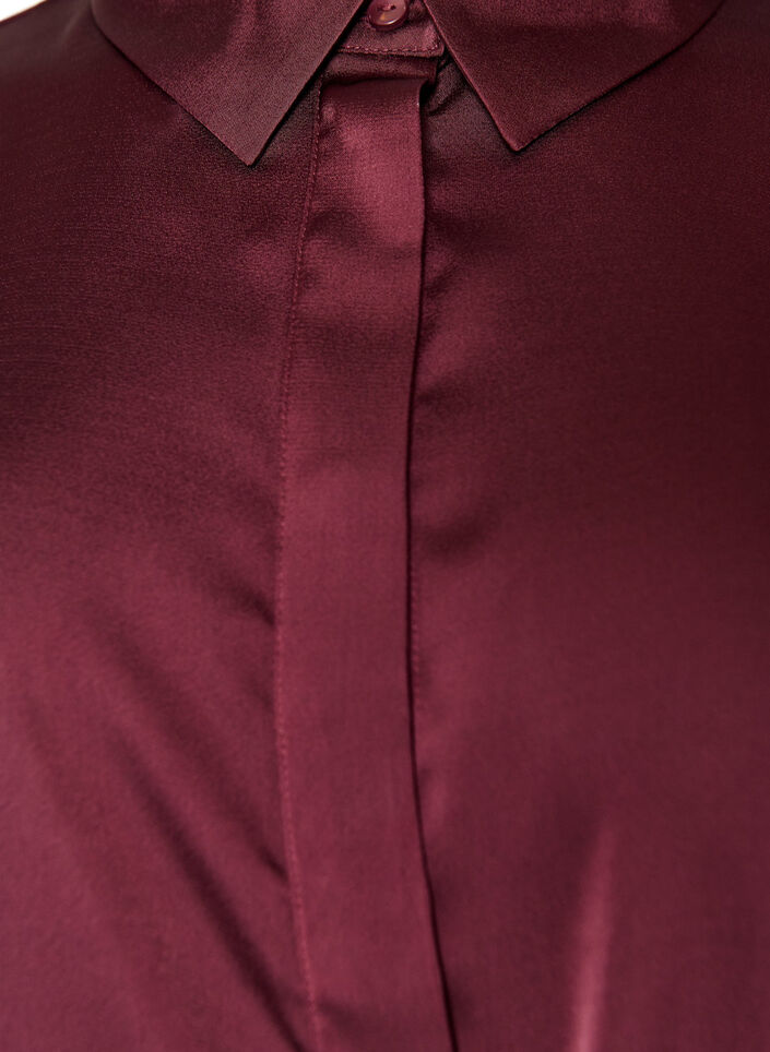 Shirt with a satin look and wrap effect, Red, Packshot image number 2
