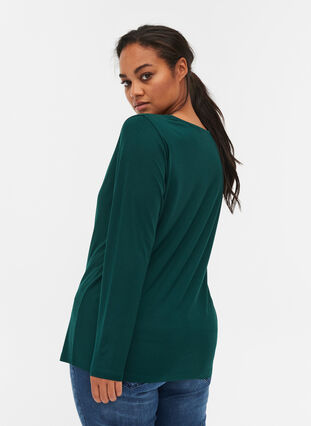 Long sleeve, viscose basic blouse, Ponderosa Pine, Model image number 1