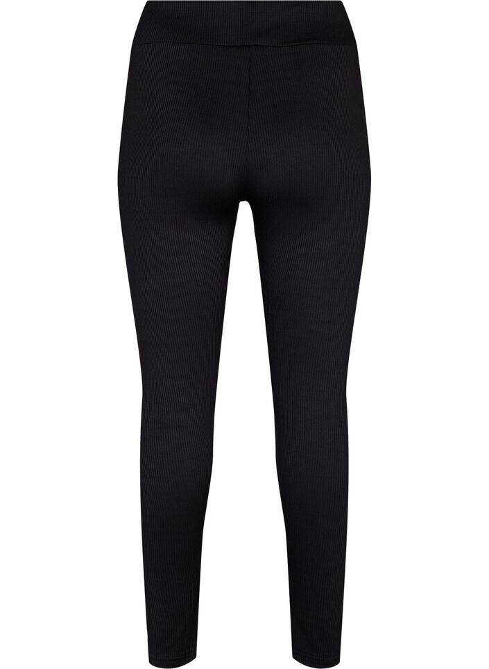 Leggings with stretch and ribbed structure, Black, Packshot image number 1