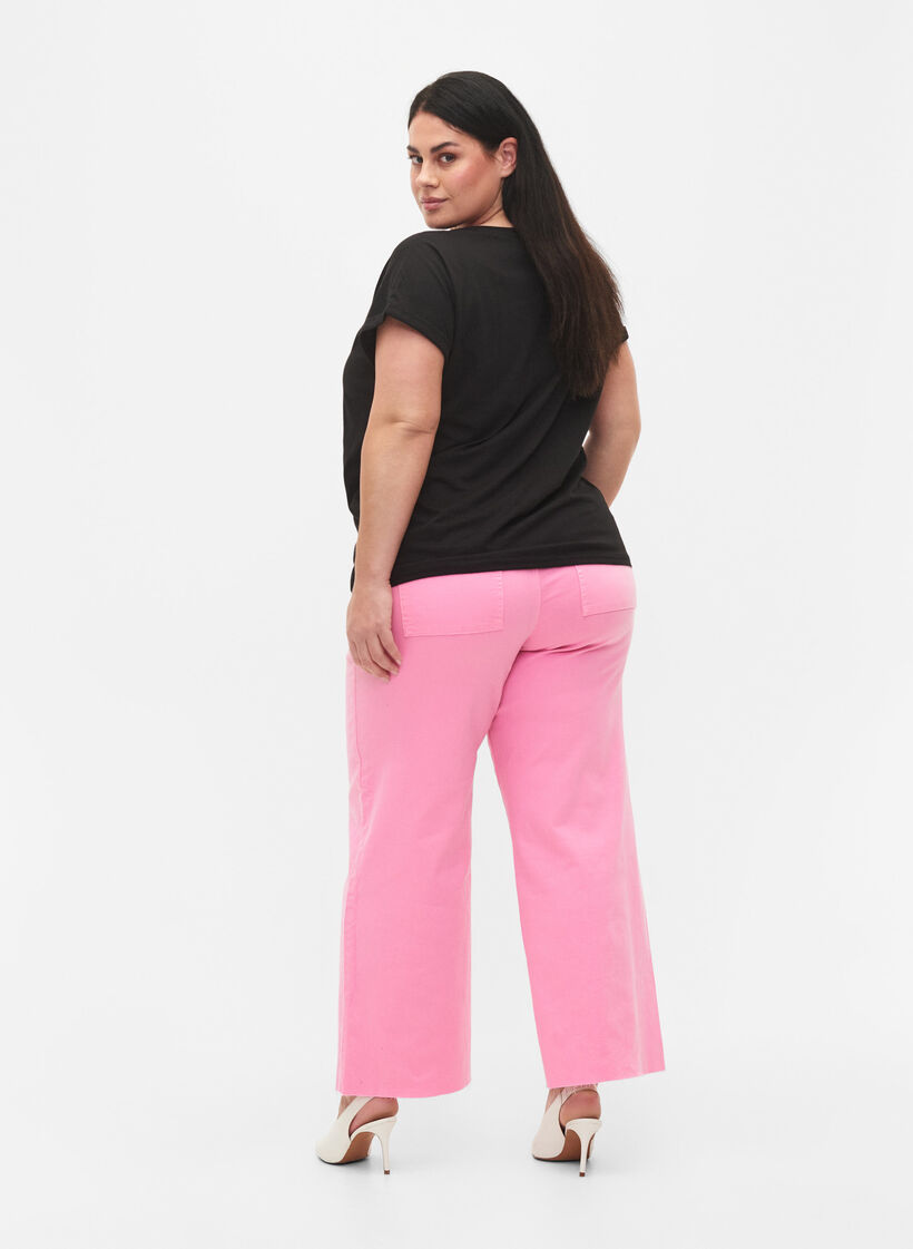 	 Flared jeans with high waist, Pink, Model image number 1