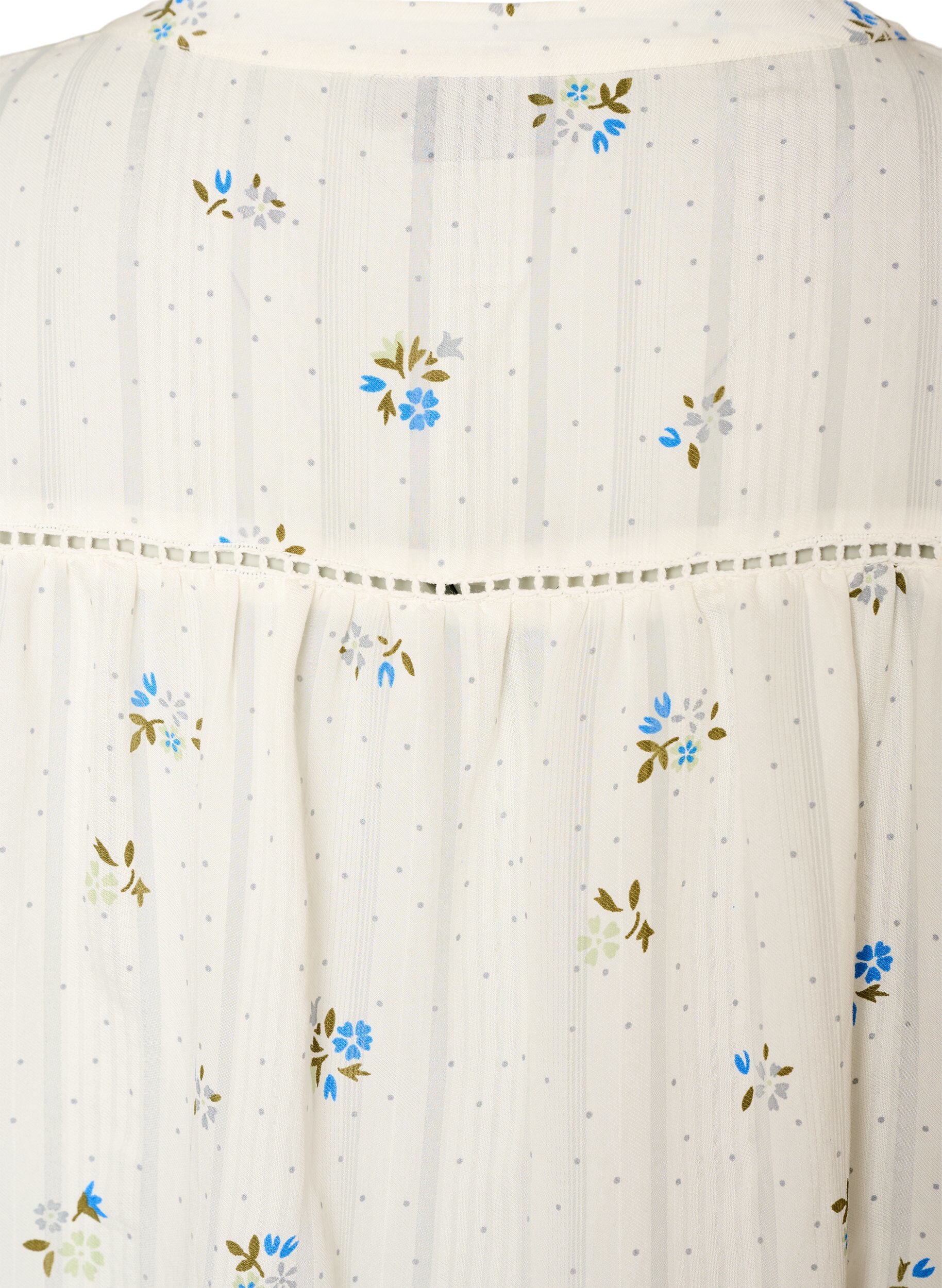 Zizzifashion Short viscose dress with lace trim and A-line cut, Vanilla, Packshot image number 3