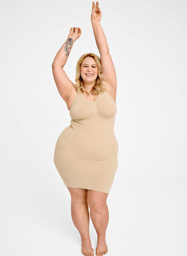 Shapewear dress with thin straps, Nude, Image image number 0