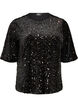 Sequin blouse with elbow-length sleeves, Black, Packshot image number 0