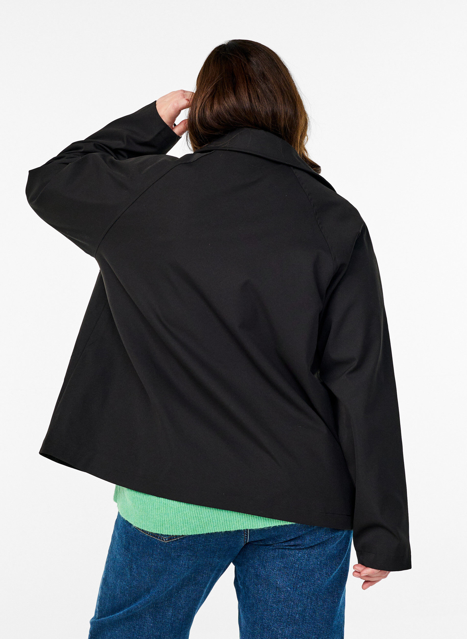 Zizzifashion Short trench coat with pockets, Black, Model image number 2