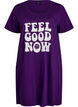 Short-sleeved nightgown in organic cotton, Blue, Packshot image number 0