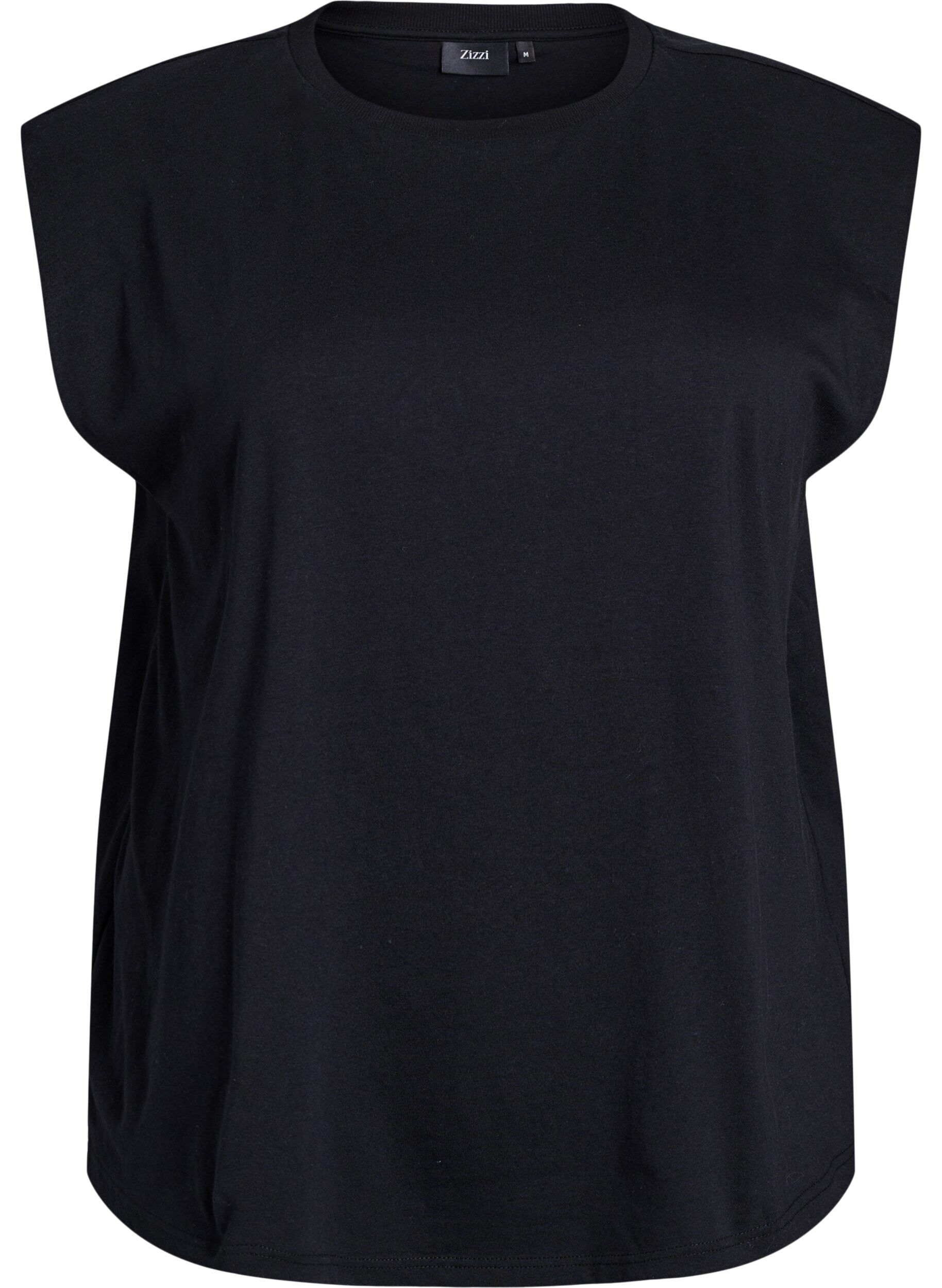 Sleeveless jersey blouse with shoulder pads