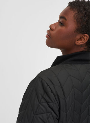 Quilted lightweight thermal jacket with pockets, Black, Model image number 2