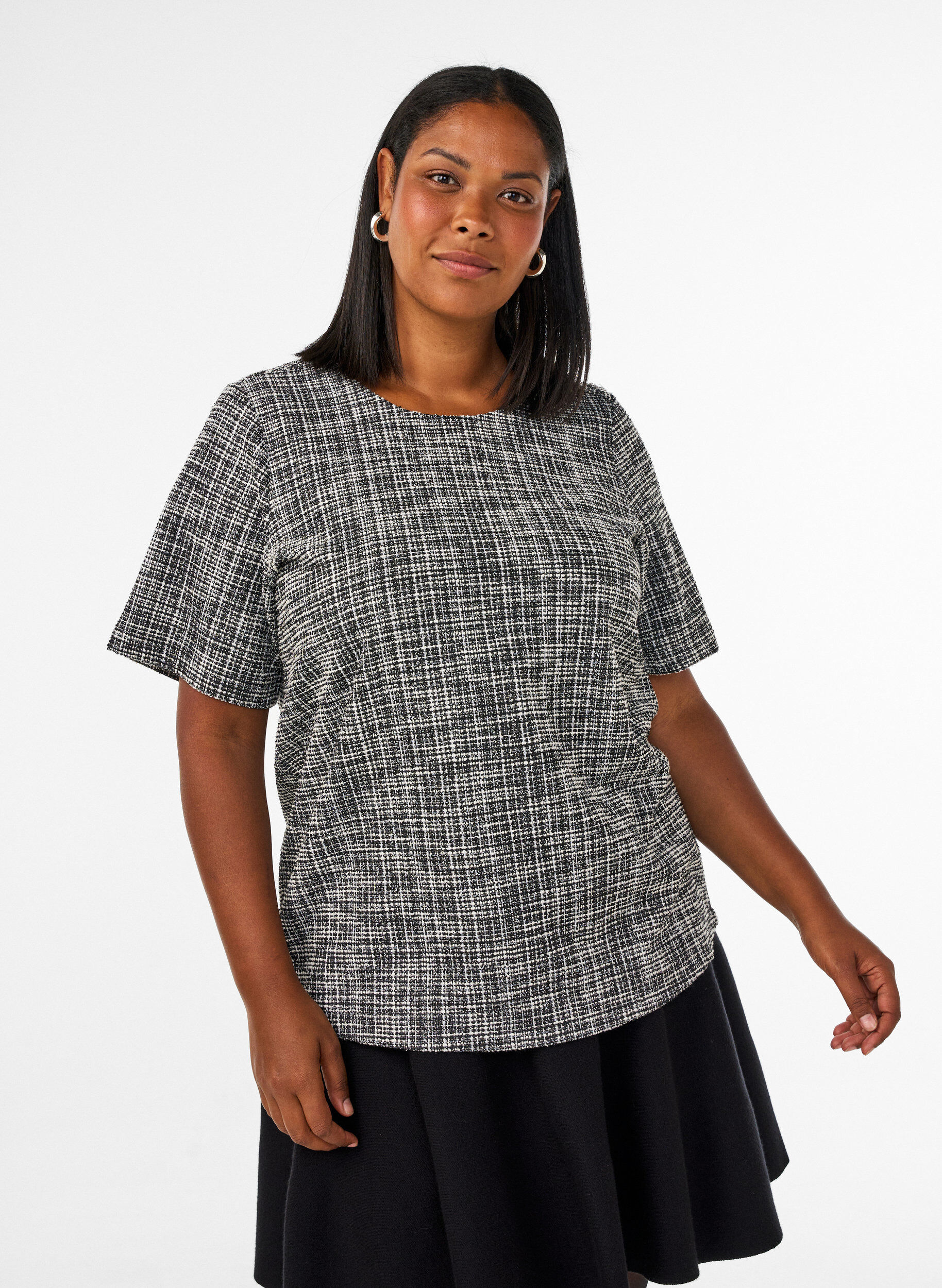 Woven blouse with button detail, Vanilla, Model